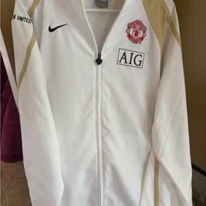 Nike Manchester United White and Gold Windbreaker